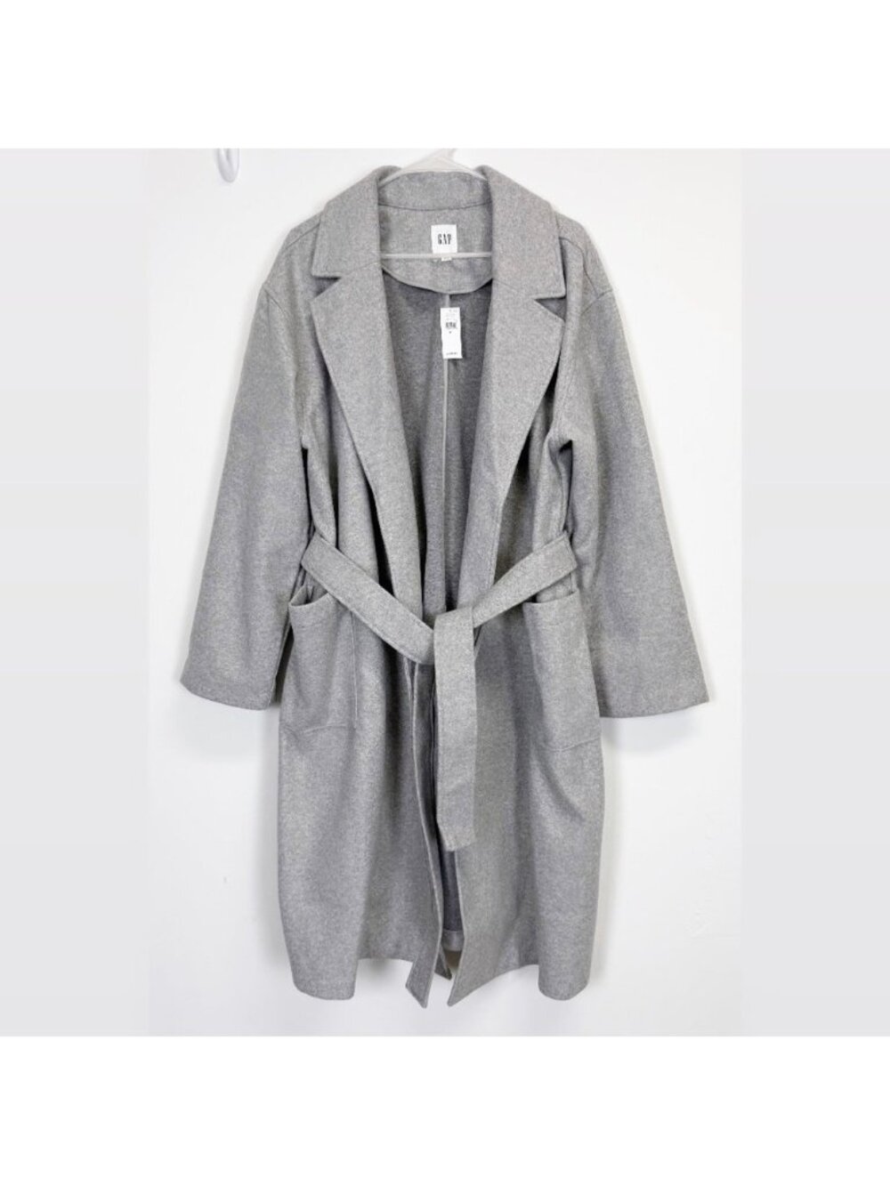 Gap Wrap Top Coat Womens Gray Polyester Long